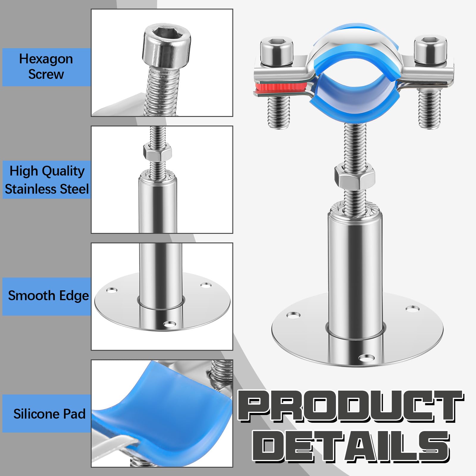 Yaocom adjustable bracket height from 50 to 100 mm for flexible piping layouts.