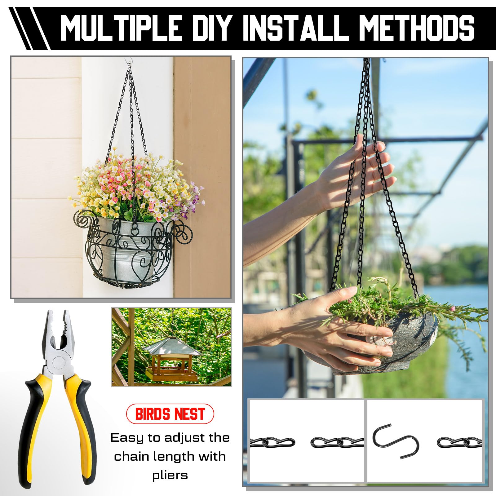 Yaocom versatile hanging solution for pots, fixtures, and outdoor art.