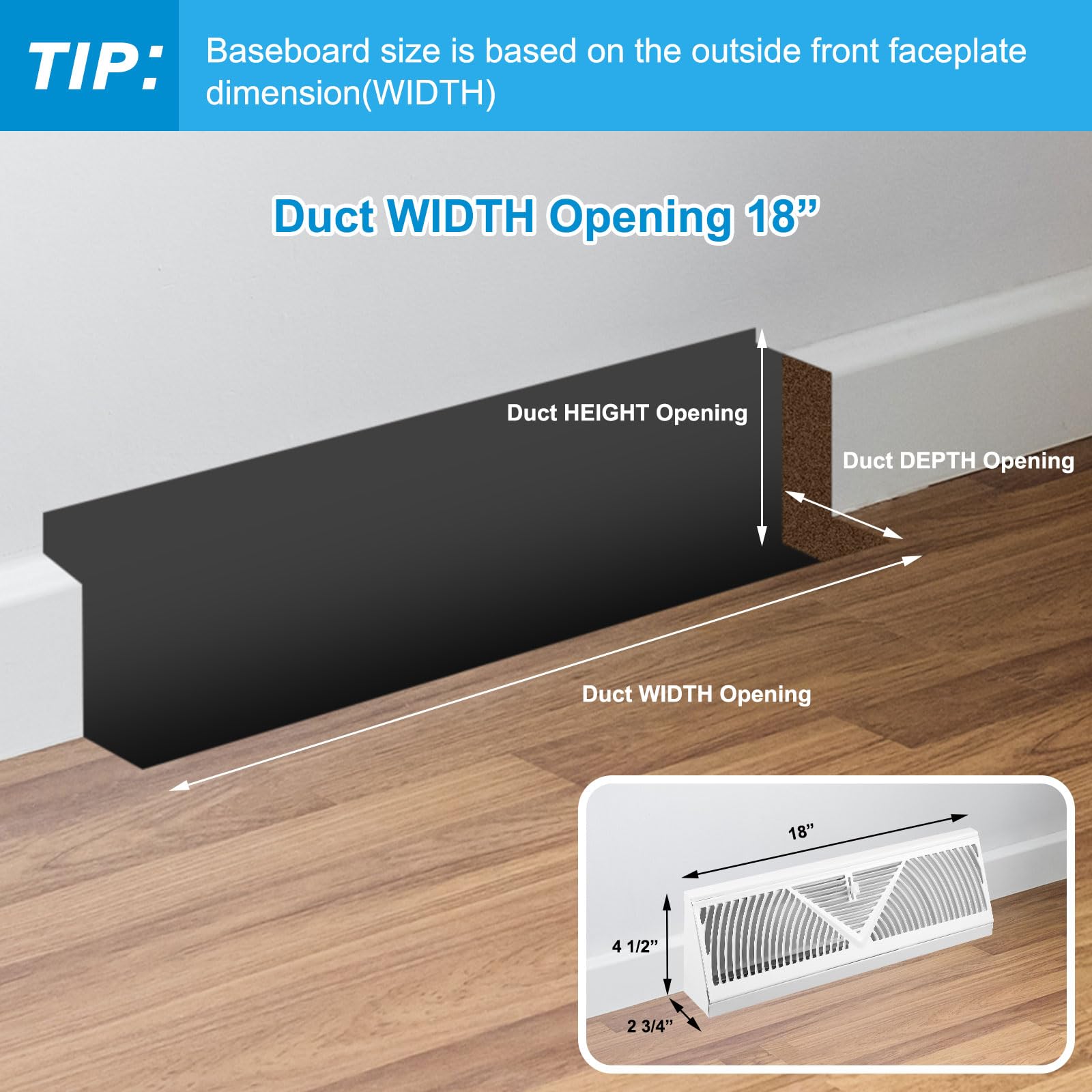 Yaocom 18-inch vent cover with adjustable airflow for comfort.