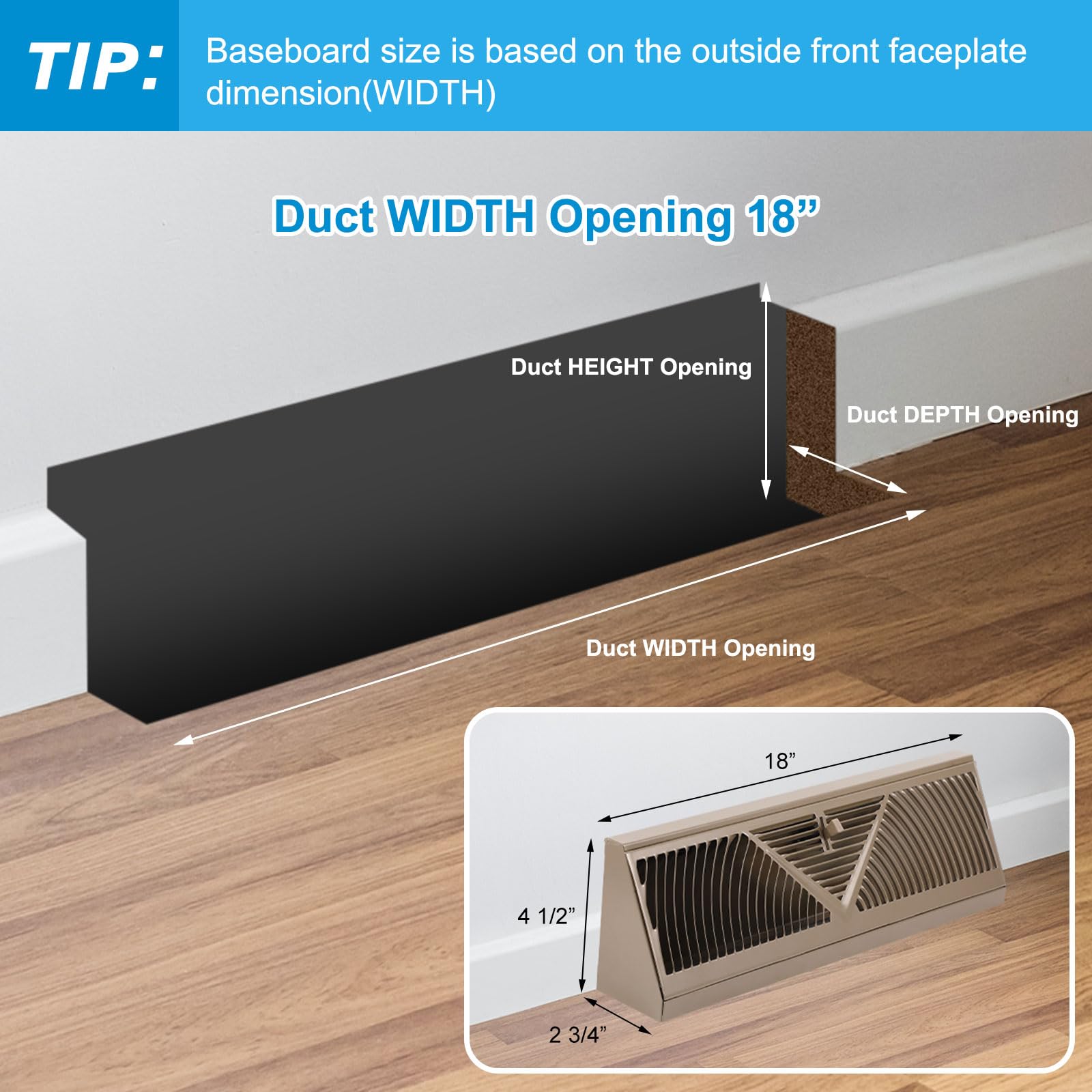 Yaocom baseboard vent adjustable lever brown for customizable airflow