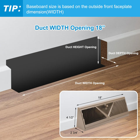Yaocom baseboard vent adjustable lever brown for customizable airflow