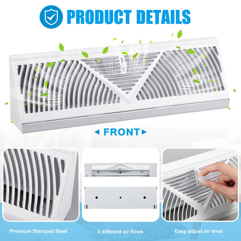 Yaocom baseboard vent adjustable lever enables easy airflow control.