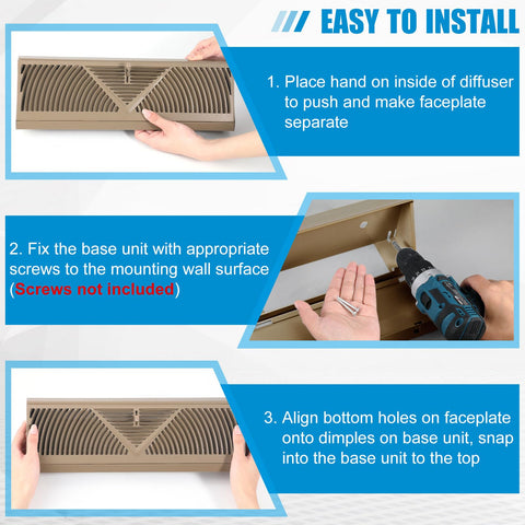 Yaocom baseboard vent durable steel construction in brown finish