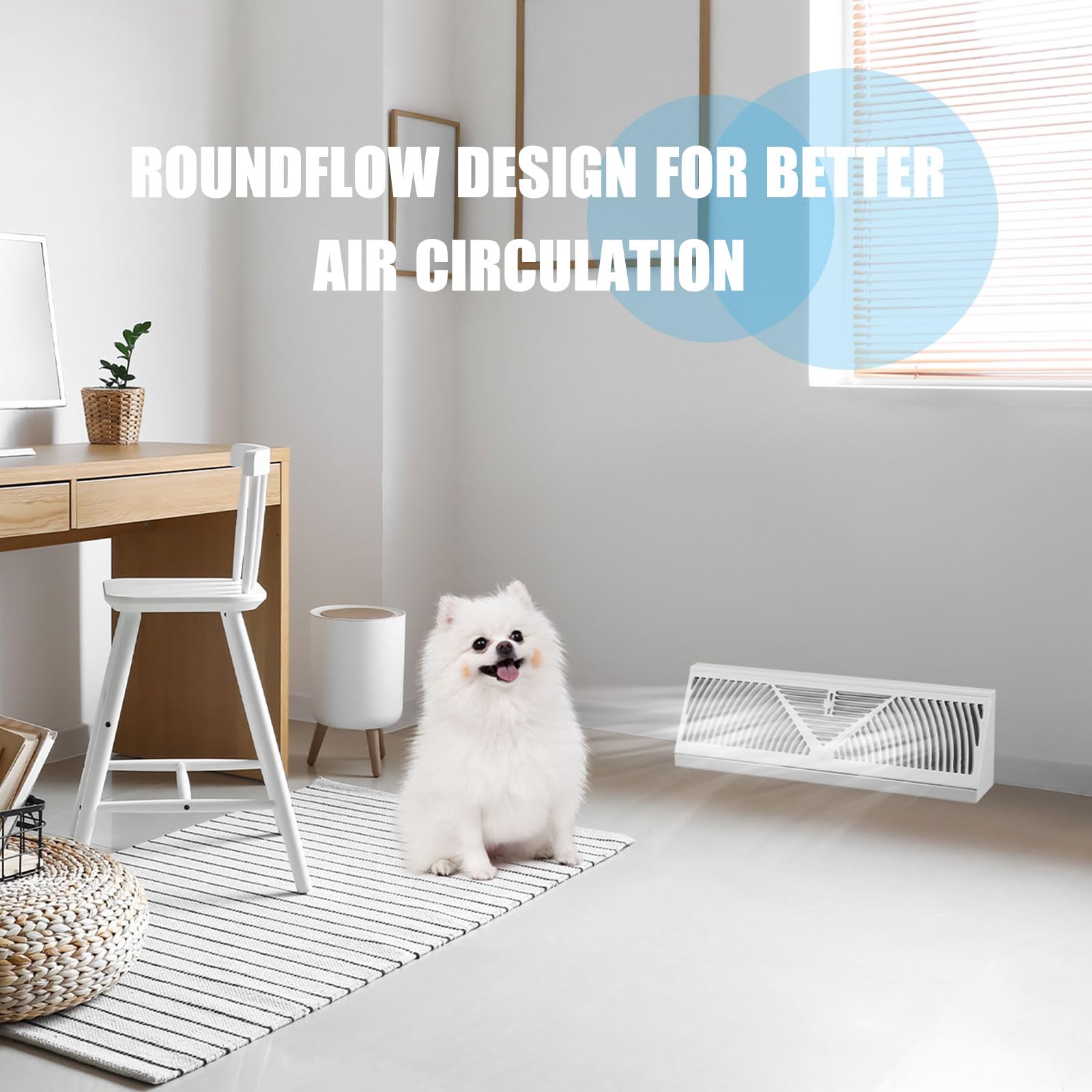 Yaocom baseboard vent diffuser in room supports balanced air circulation.