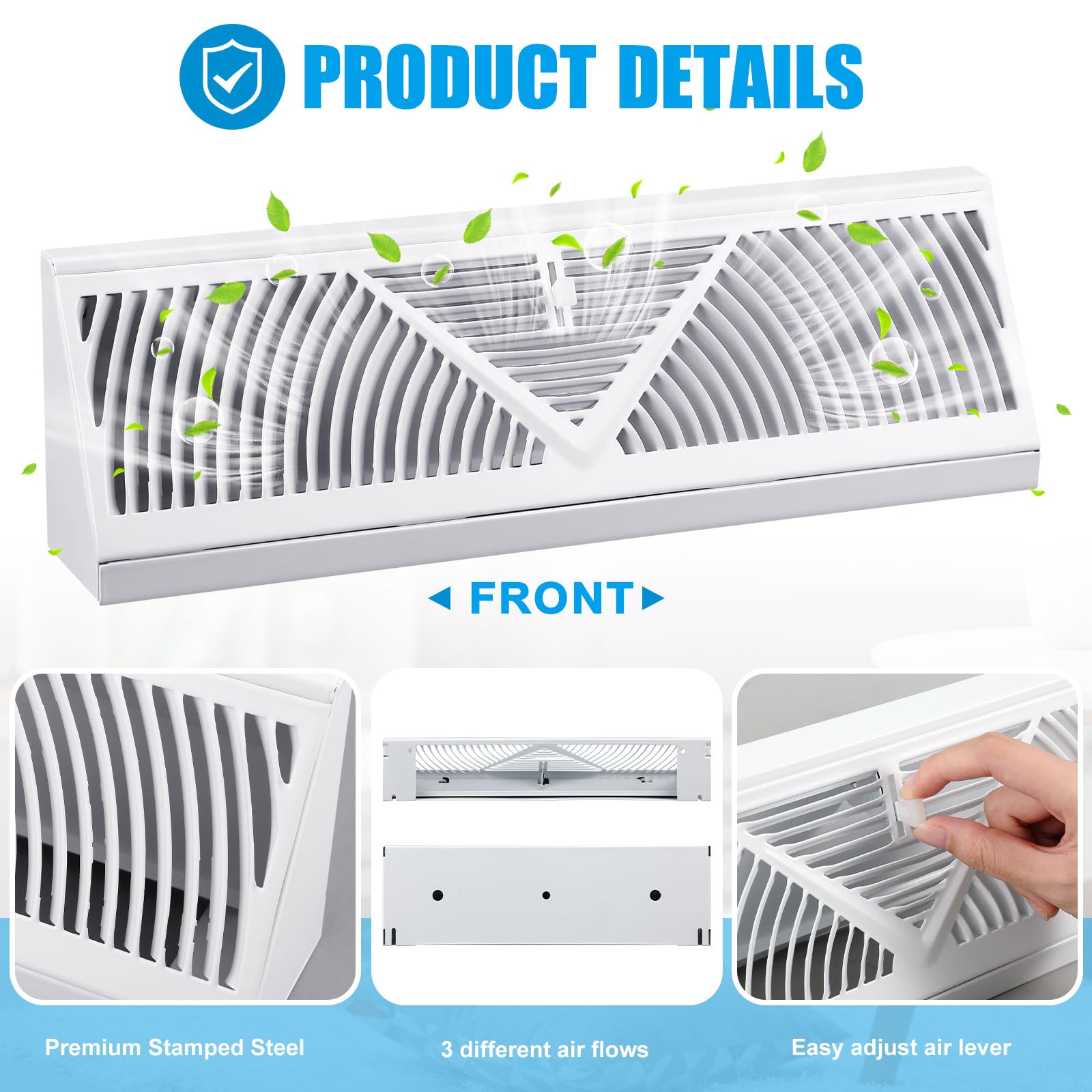 Yaocom white steel baseboard vent highlighting durable construction