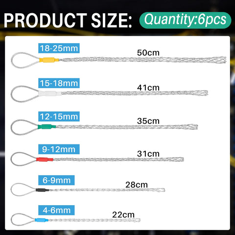 Yaocom cable puller socks black 6-9mm for secure non-slip pulls in tight spaces