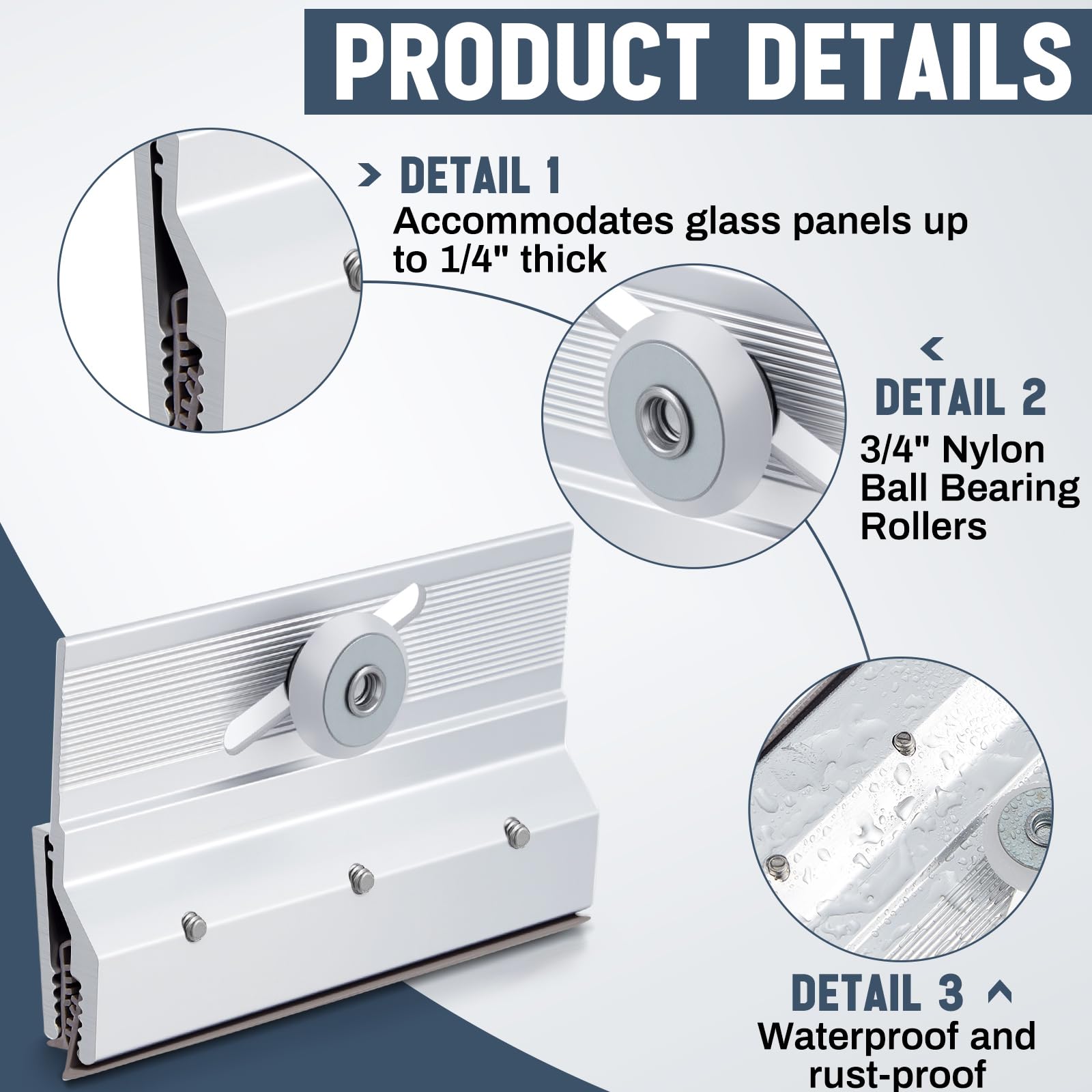 Chrome-plated aluminum roller provides strength and a modern look.