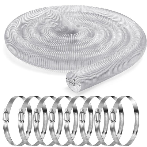 Yaocom 4-inch dust collection hose with clear, flexible design for easy routing.