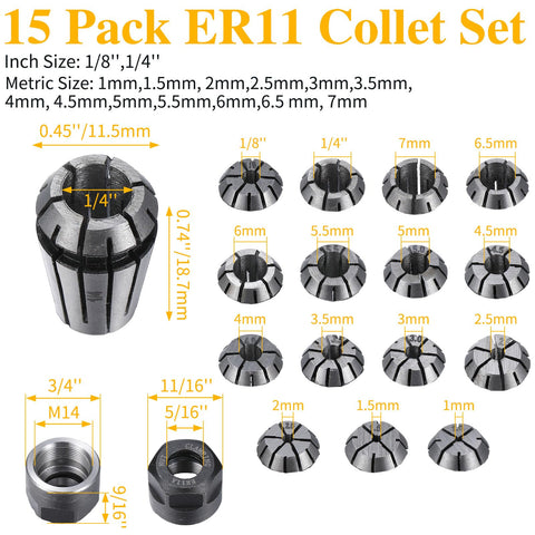 Yaocom ER11A nuts with M14 thread for secure clamping
