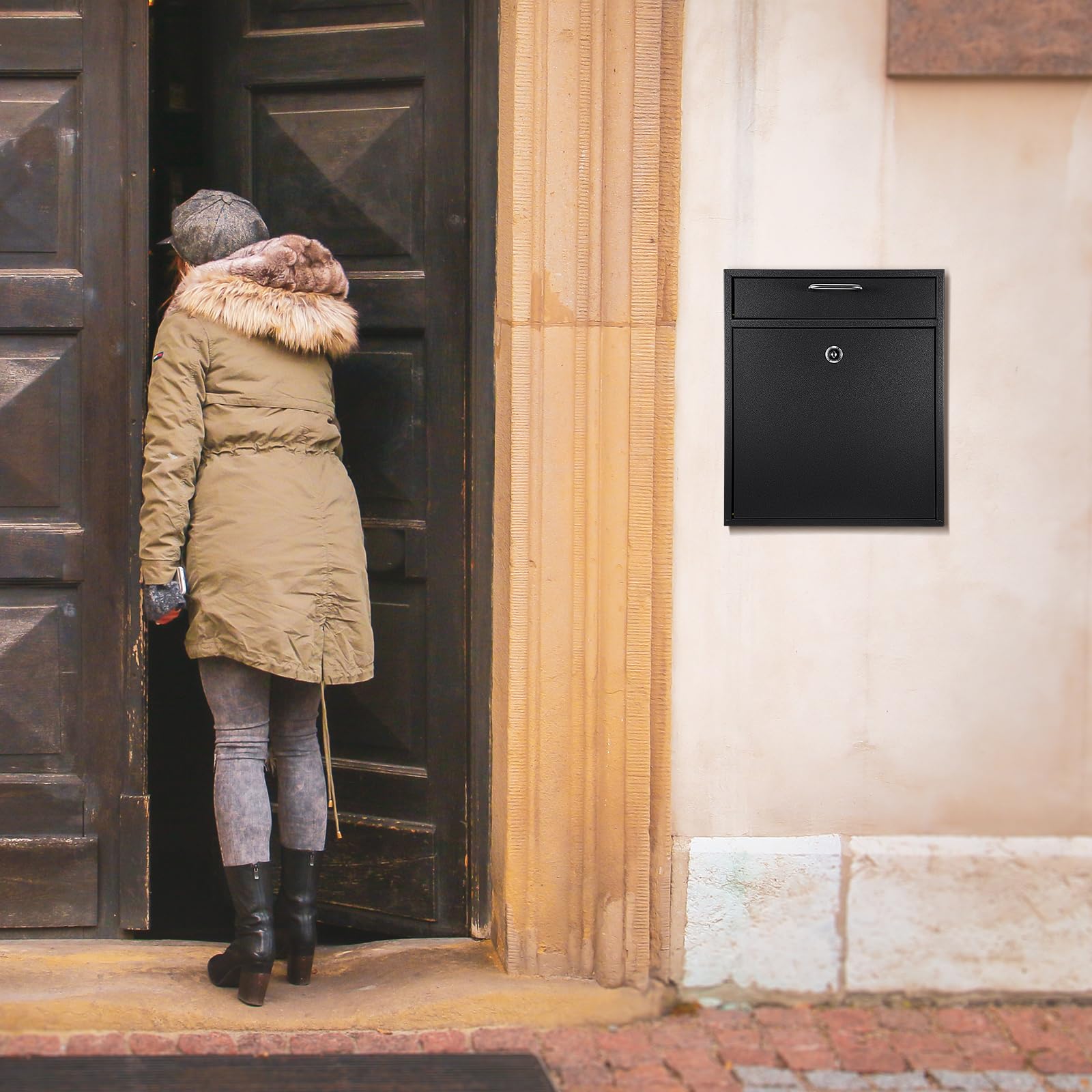 Yaocom black finish weather-resistant mailbox suitable for outdoors