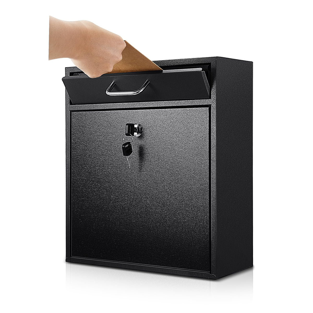 Yaocom locking mailbox front view showing secure key lock for mail privacy