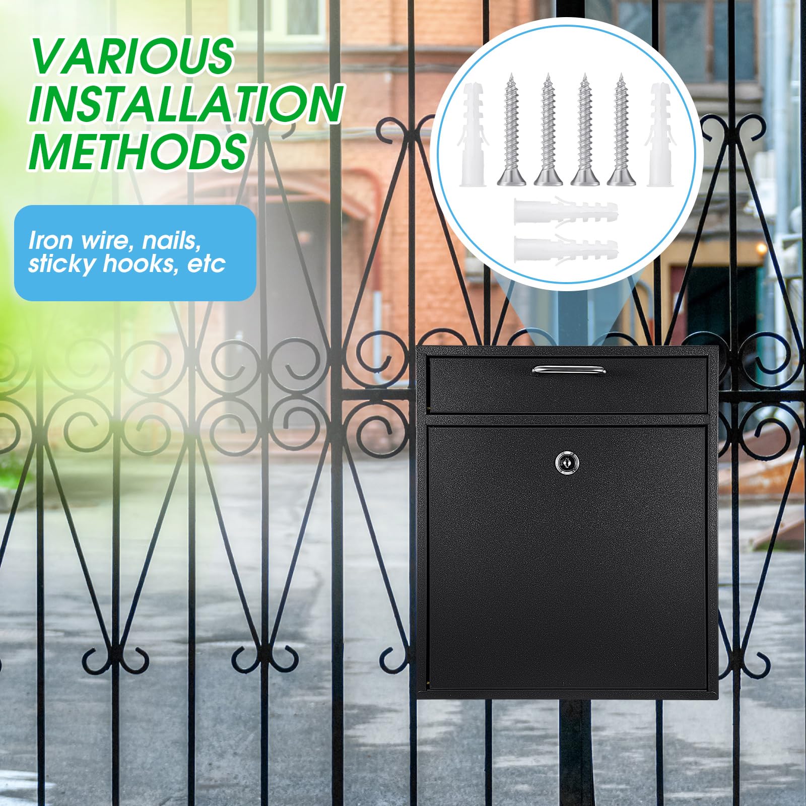 Yaocom locking mailbox mount holes detail for easy install