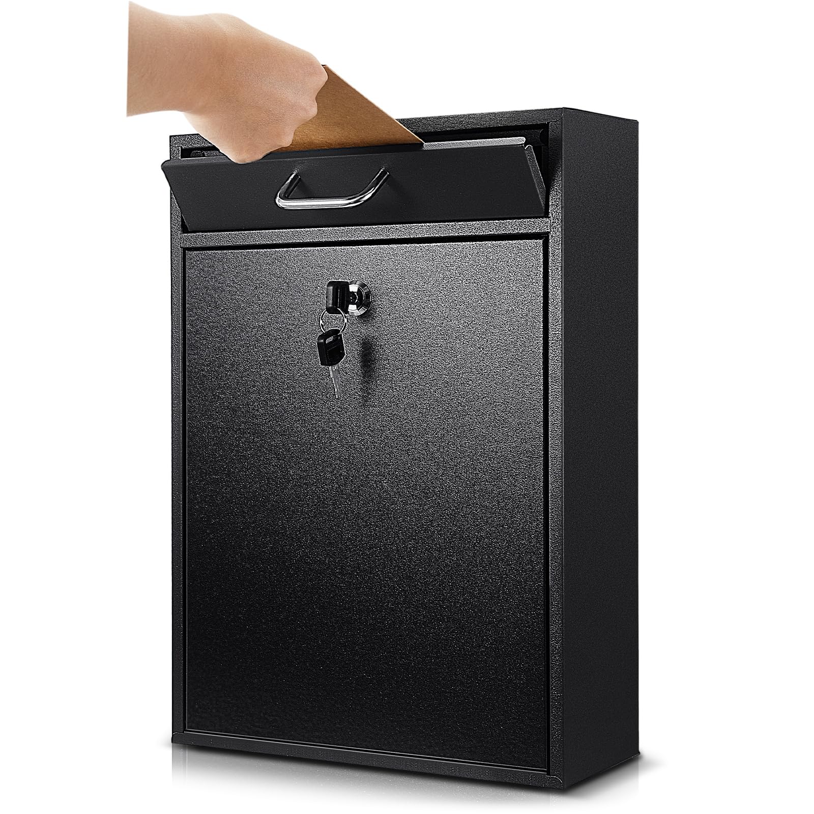 Yaocom locking mailbox wall-mount front view highlighting secure exterior storage.