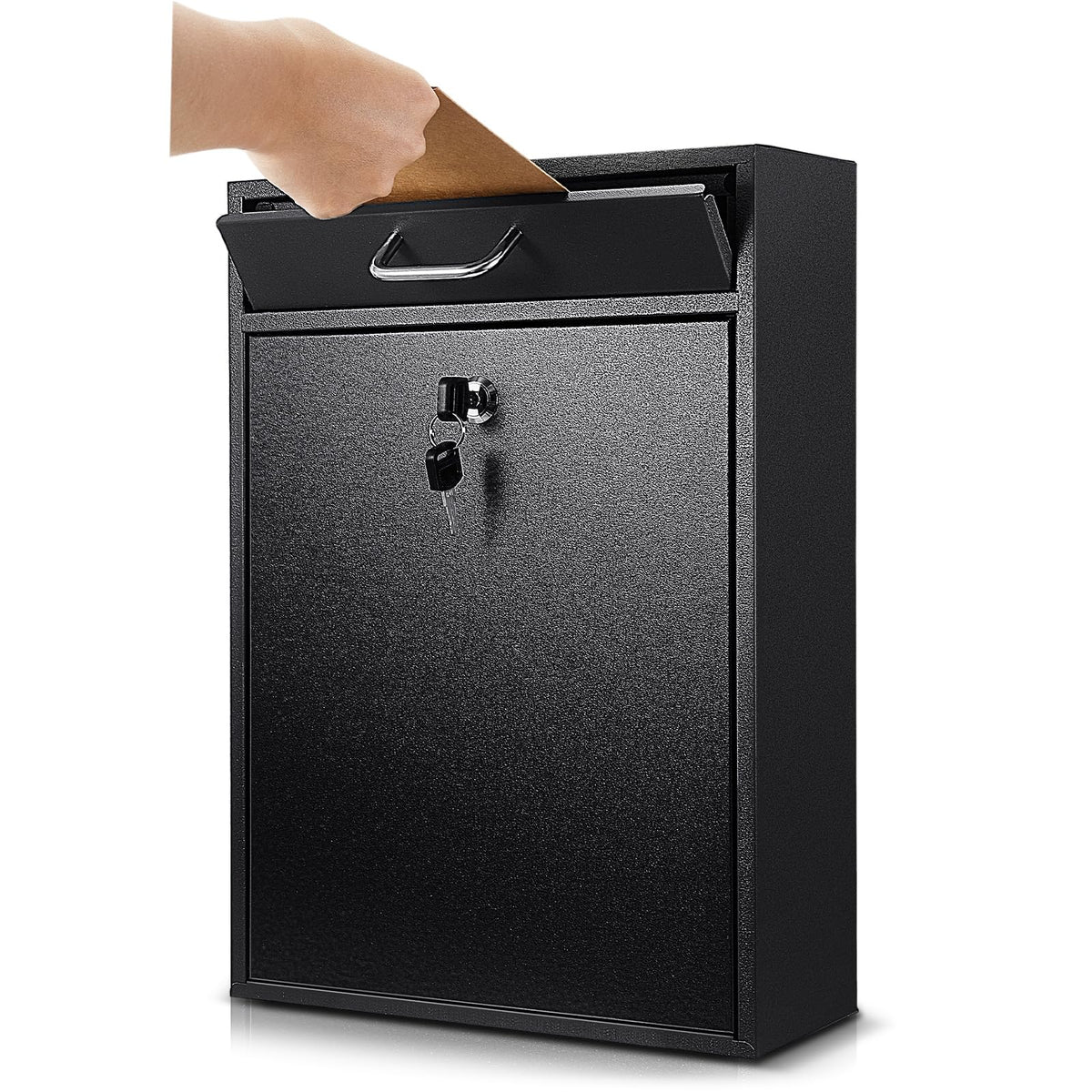 Yaocom locking mailbox wall-mount front view highlighting secure exterior storage.