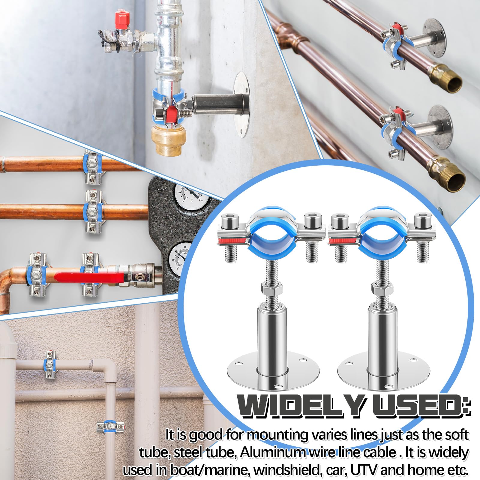 Yaocom silicone-padded clamps prevent scratches on pipes during installation.