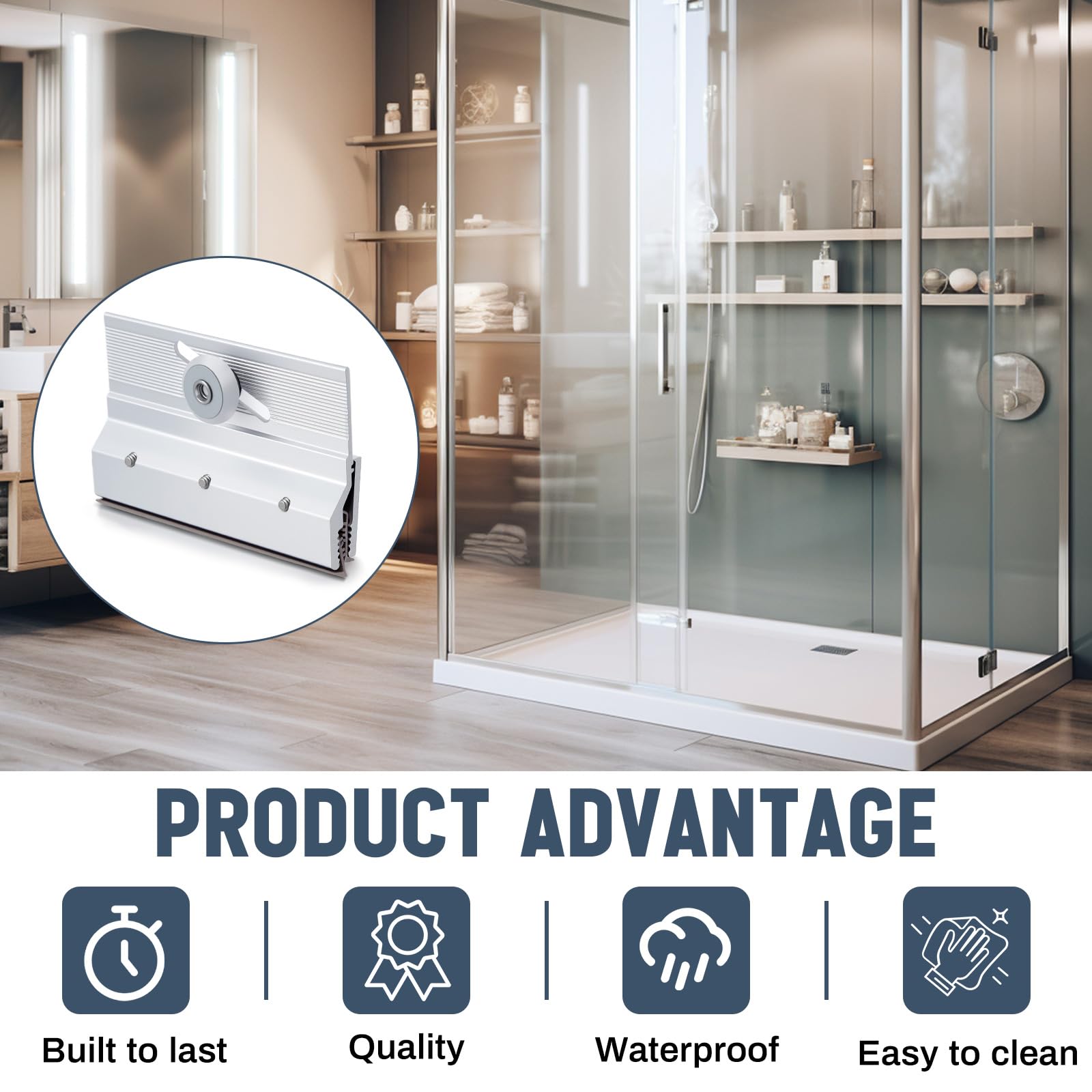 Three-quarter-inch ball-bearing wheel supports stable, level movement during showers.