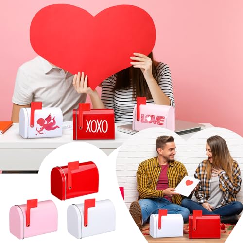 Yaocom Valentine tin mailbox for cards and candies packing storage