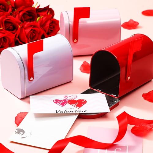 Yaocom pink Valentines tin mailbox adds festive charm for exchanges