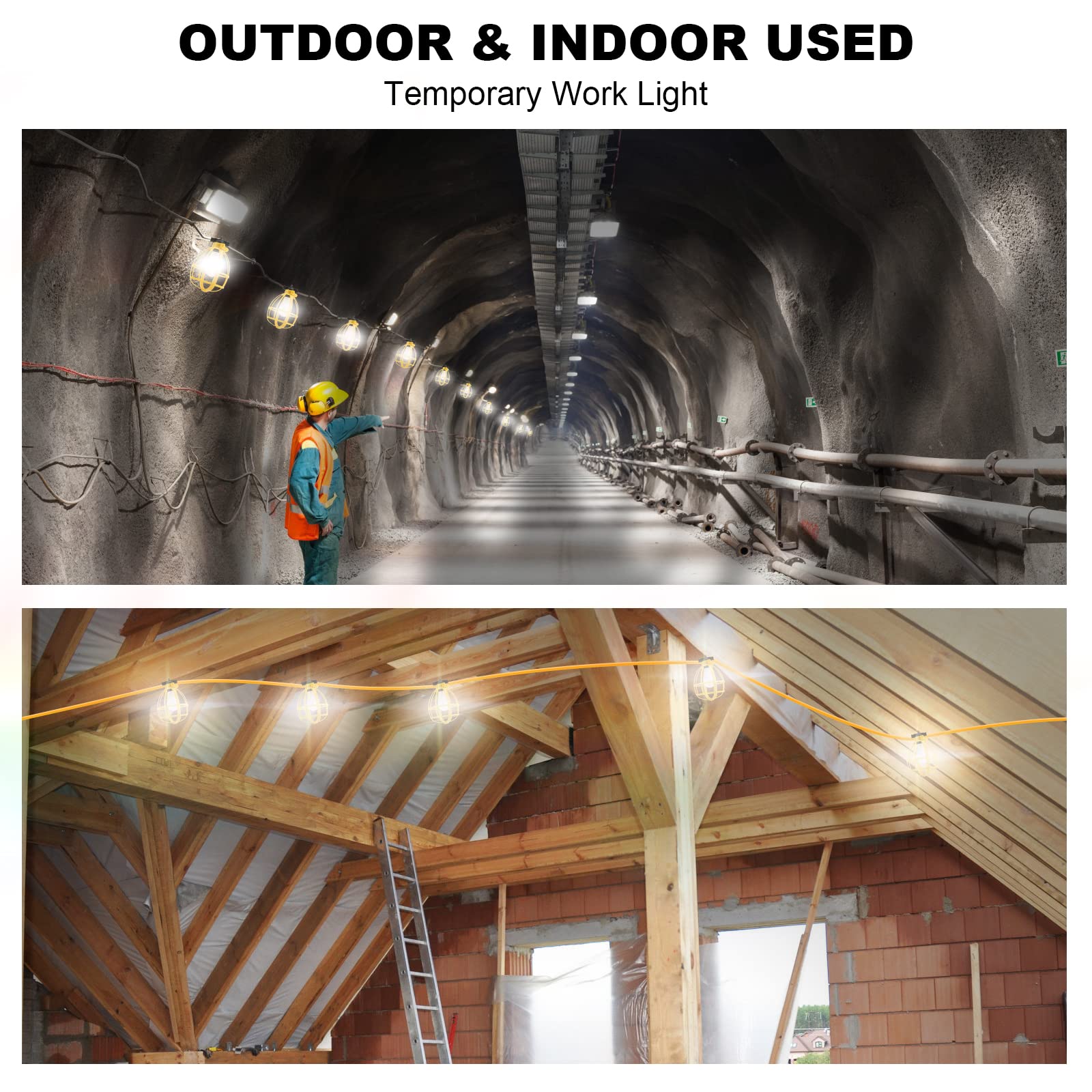 Yaoledly yellow protective cage guards bulbs from impact in busy work areas.