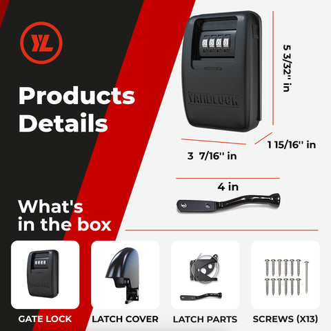 Yardlock Gate Lock XLB hardware package with mounting kit included