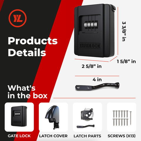 Yardlock compatible with wood and vinyl gates for versatile installation