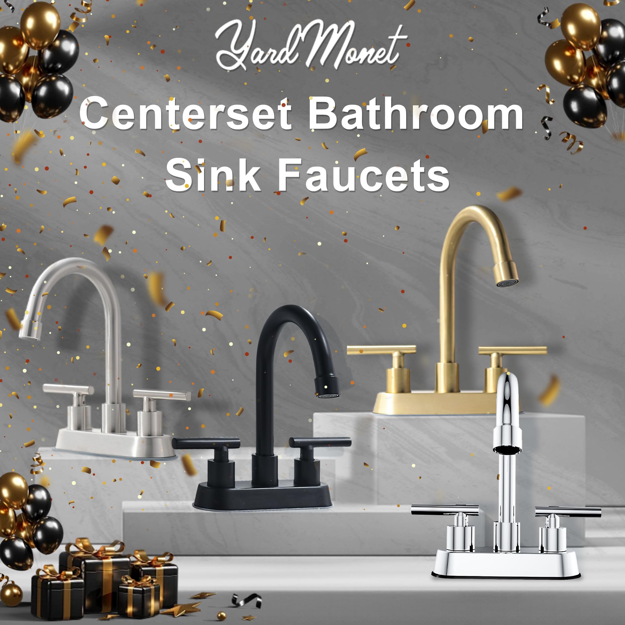 YardMonet black faucet with 4-inch centerset for easy DIY installation