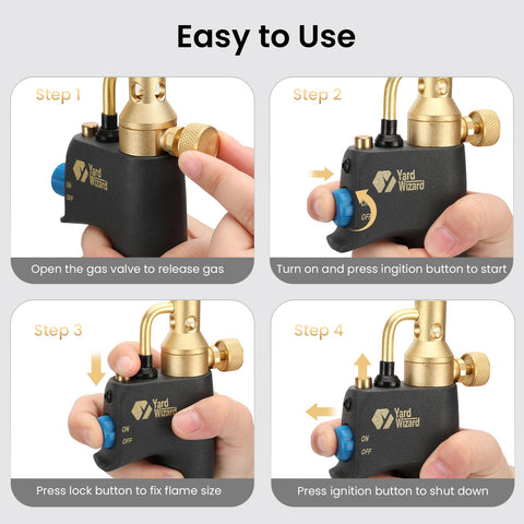 Yardwizard built-in regulator maintains steady pressure for consistent performance.