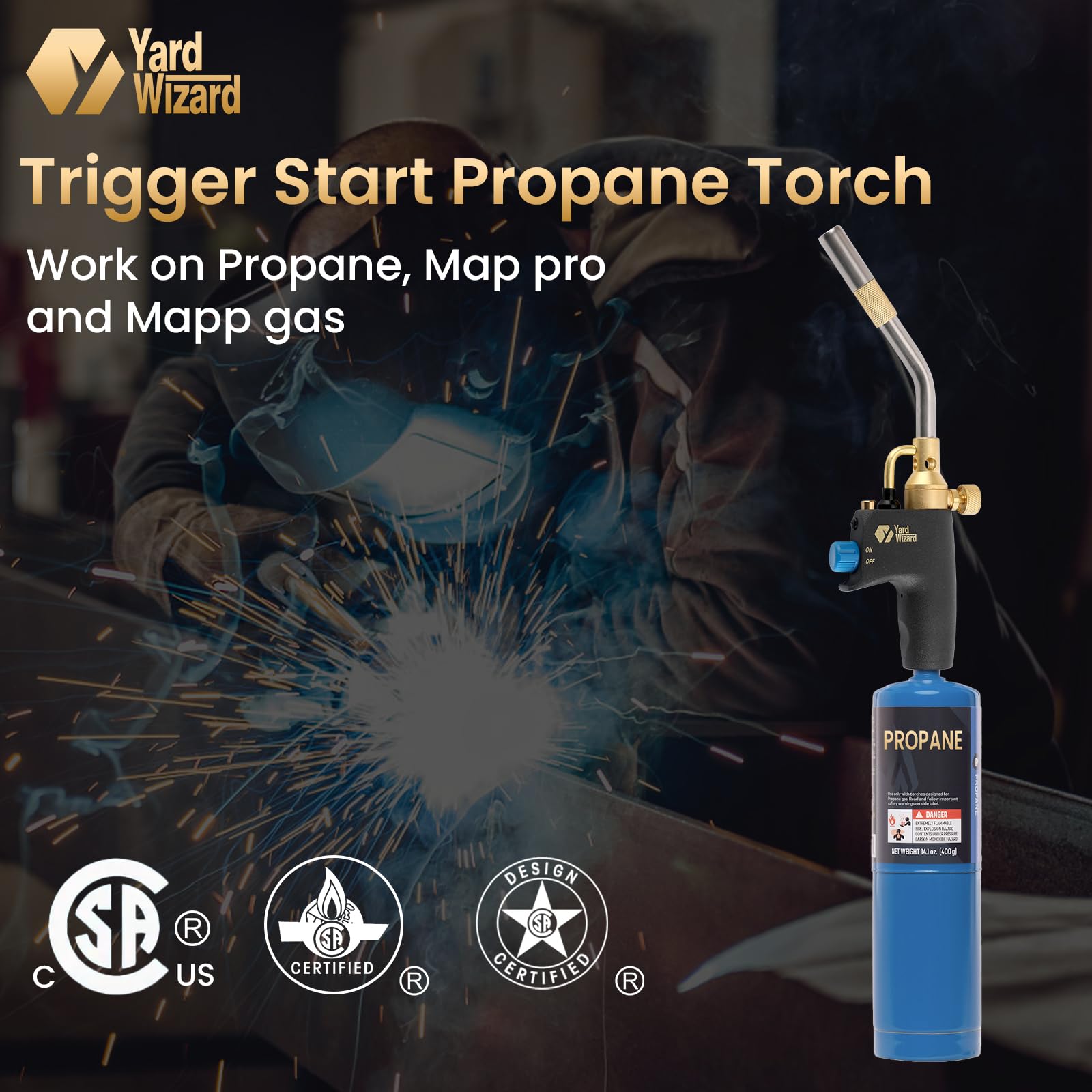 Yardwizard multi-purpose welding and plumbing torch suitable for DIY heating tasks.