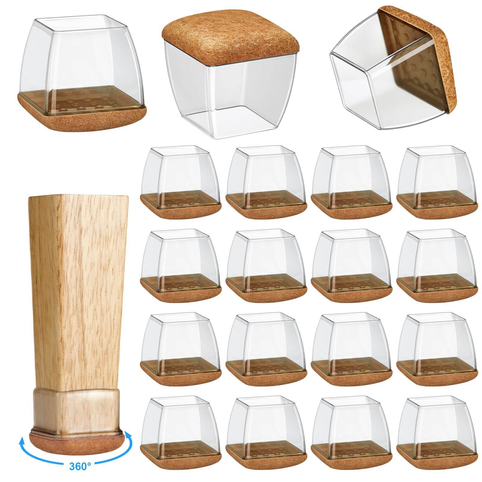 Yarehand 16-pack chair leg protectors with round sliders safeguard hardwood floors quietly