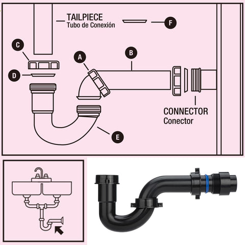 Yariwiz Black P Trap designed for kitchen sink drainage
