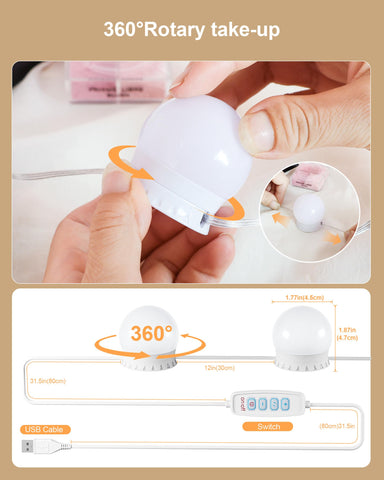 Yarnock vanity lights offer three color temperatures to suit makeup routines.