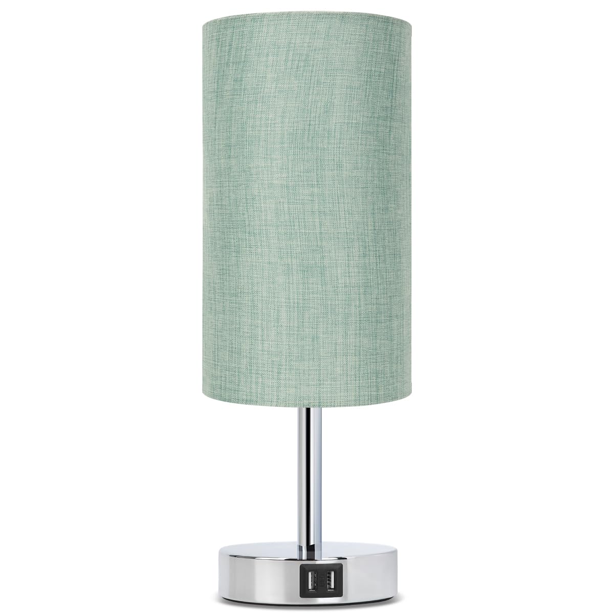 Yarra-Decor bedside lamp with round denim shade creates cozy reading ambiance.