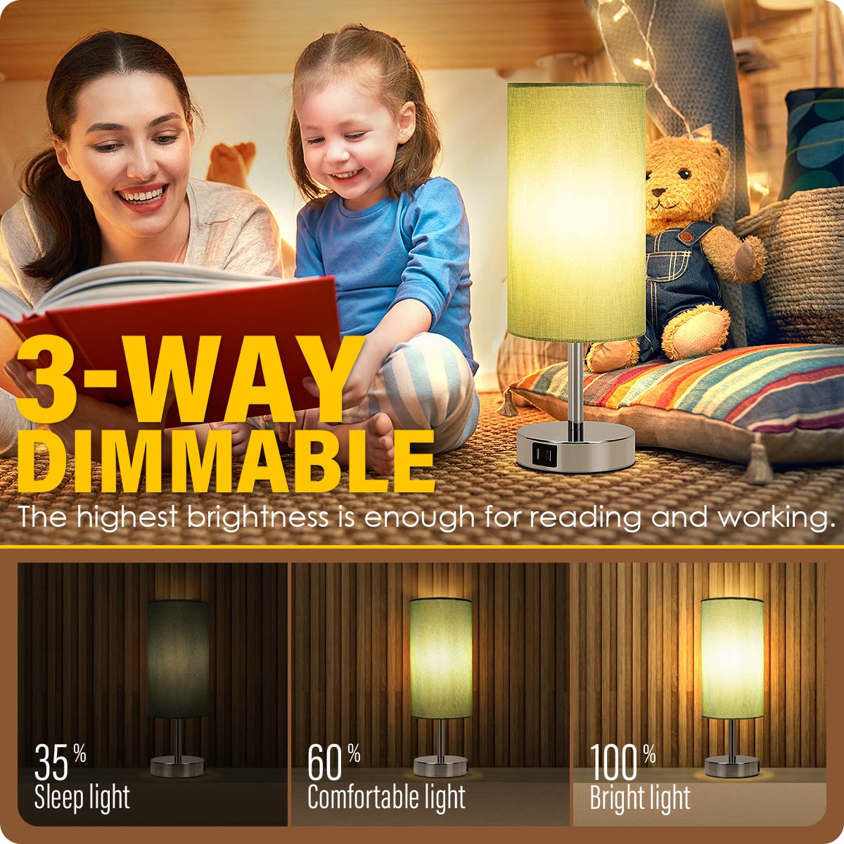 Yarra-Decor lamp with USB ports to charge devices at your nightstand.