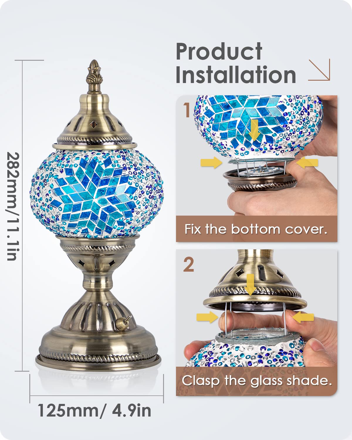 Yarra-Decor copper-base mosaic lamp adds warmth and texture to your study or bedroom.