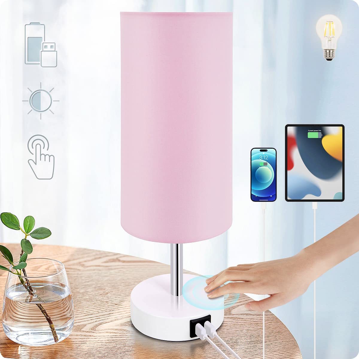 Yarra-Decor desk lamp with USB port for bedside device charging.