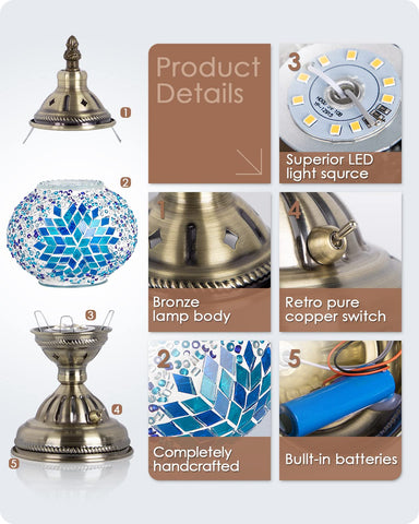 Yarra-Decor portable bedside lamp with rechargeable battery supports cord-free nighttime use.