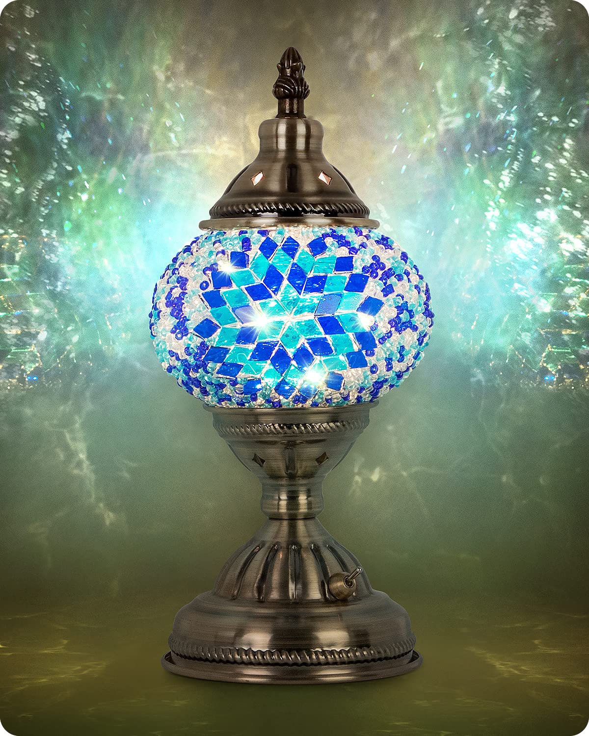 Yarra-Decor Turkish Moroccan lamp with bronze base showcases artisan craft for a stylish focal point.