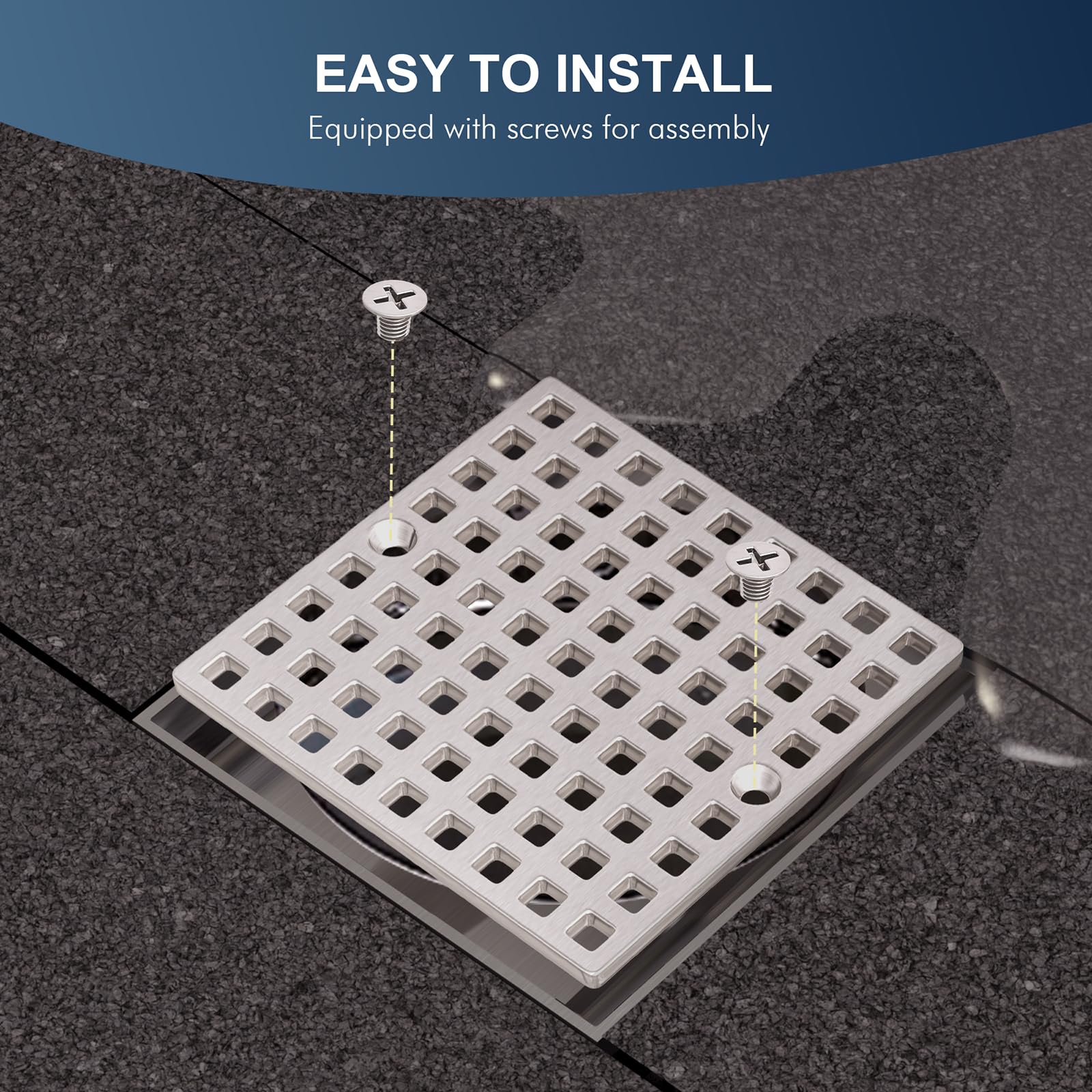 Yaseingoo 3-7-8-inch square drain cover designed for standard fittings