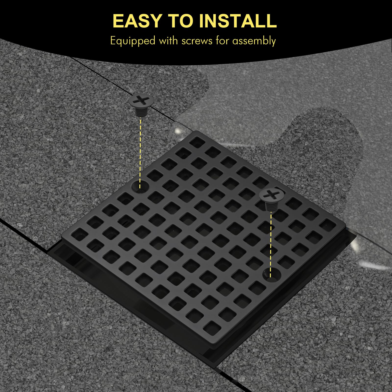 Yaseingoo square drain grate keeps debris out while promoting smooth draining