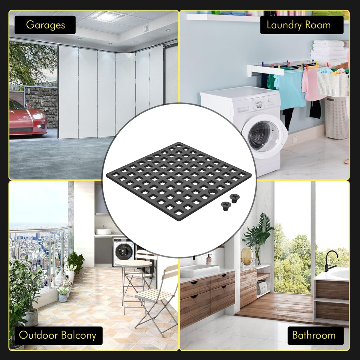 Yaseingoo matte black finish adds modern style while protecting drains