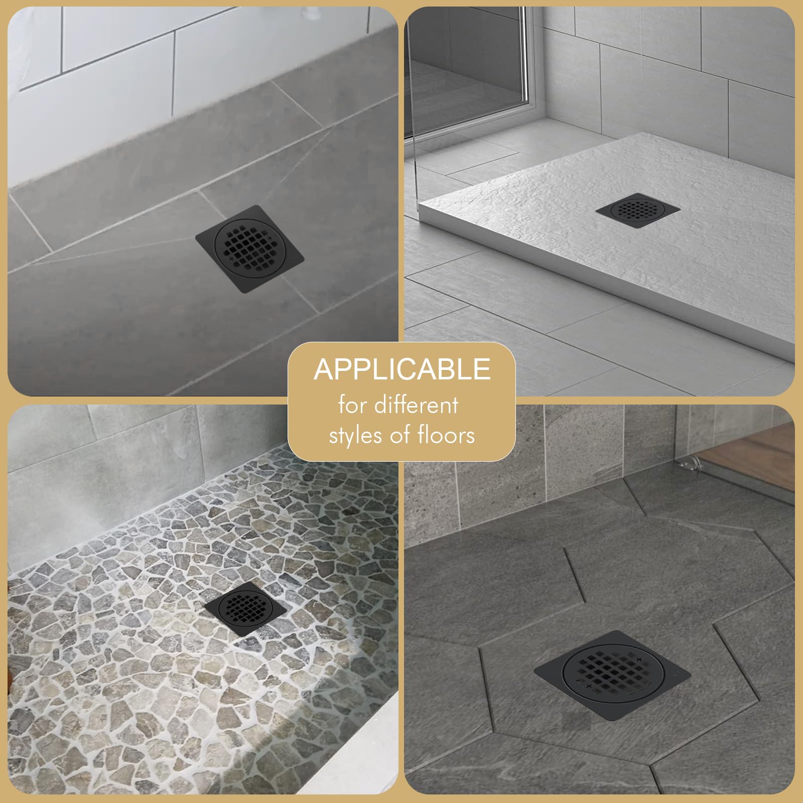 Yaseingoo gravity automatic seal grate reduces clog risk during showers
