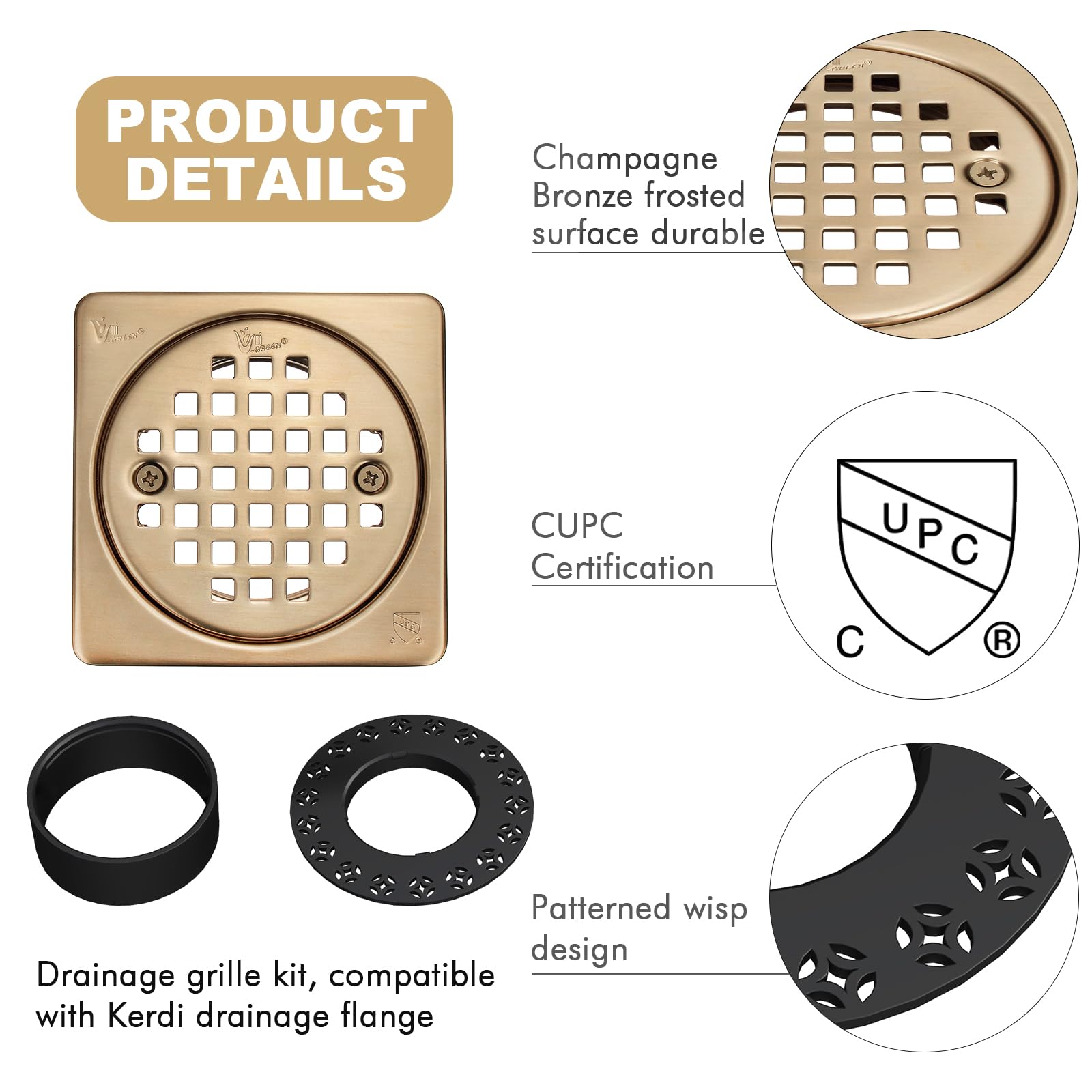 Yaseingoo height adjustment collar simplifies leveling during installation.