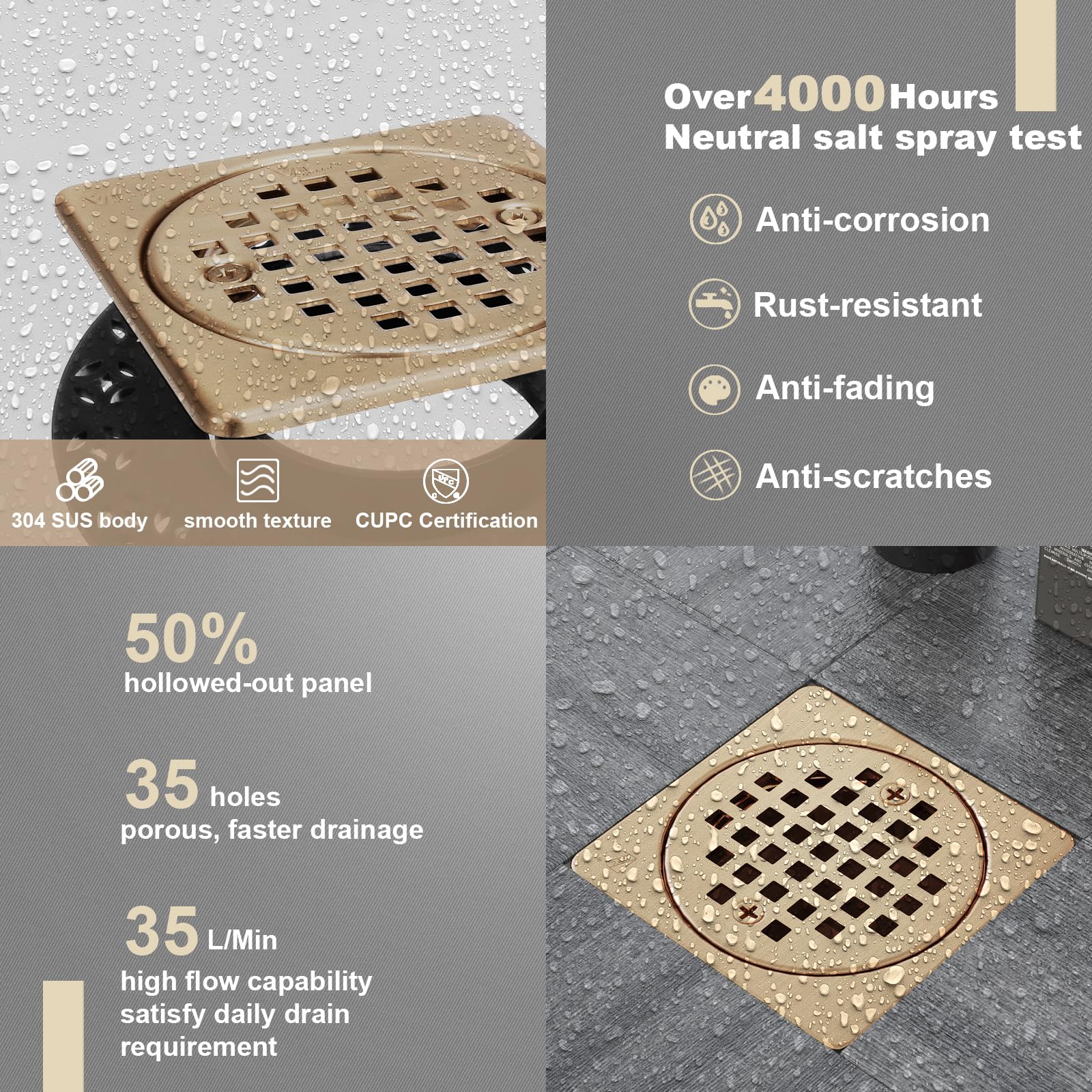 Yaseingoo indoor and outdoor shower drain kit designed for versatile spaces.