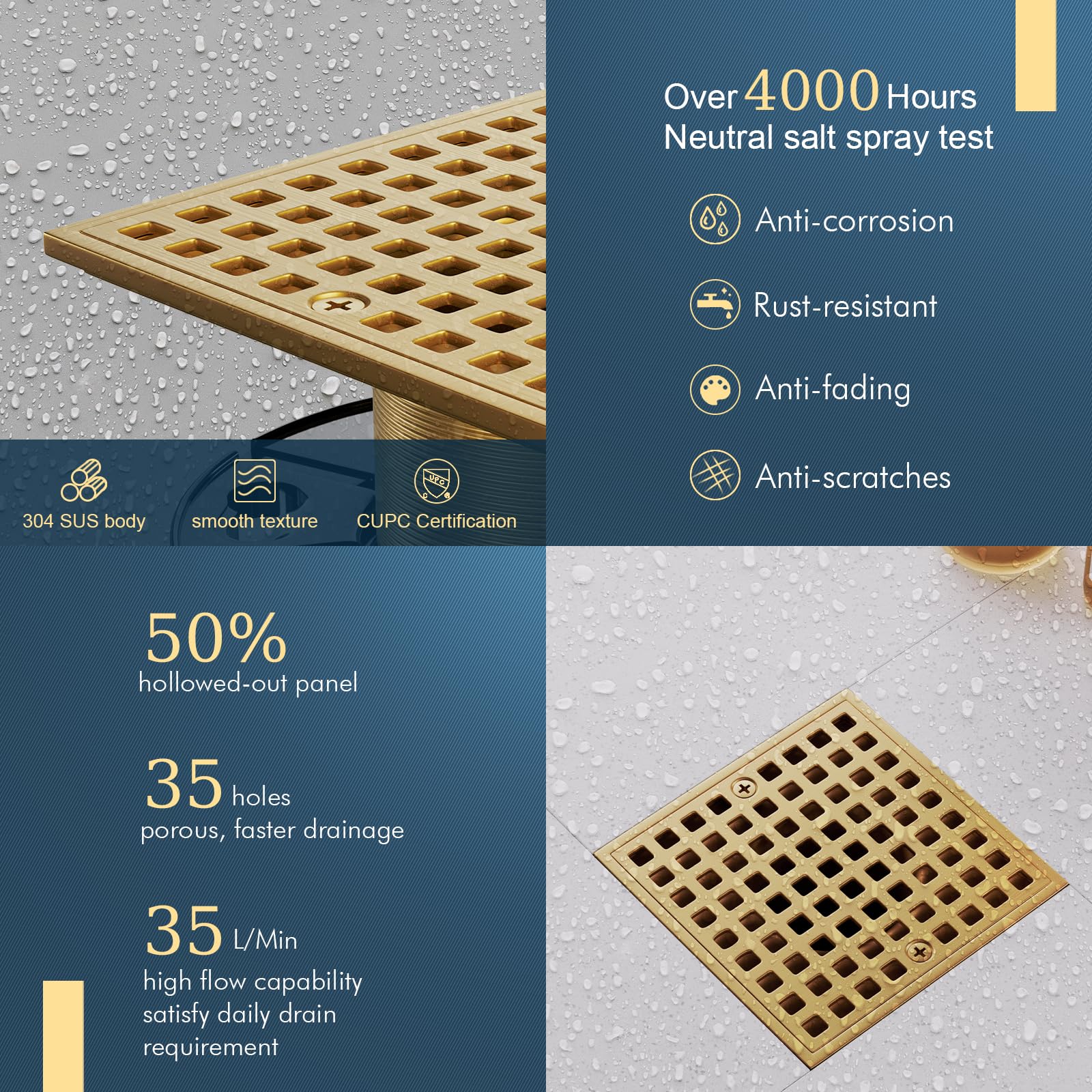 Yaseingoo indoor and outdoor shower drain suitable for versatile spaces
