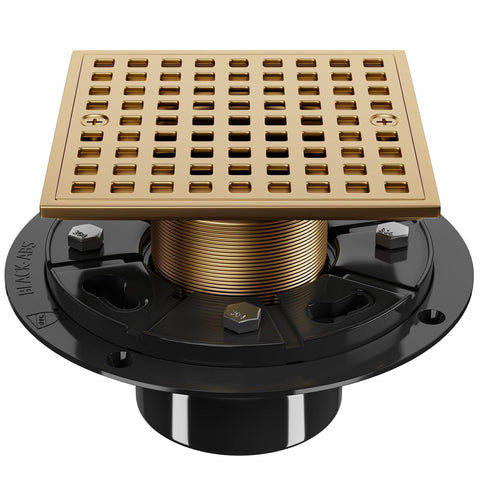 Yaseingoo square 4in champagne bronze shower drain top view with premium look