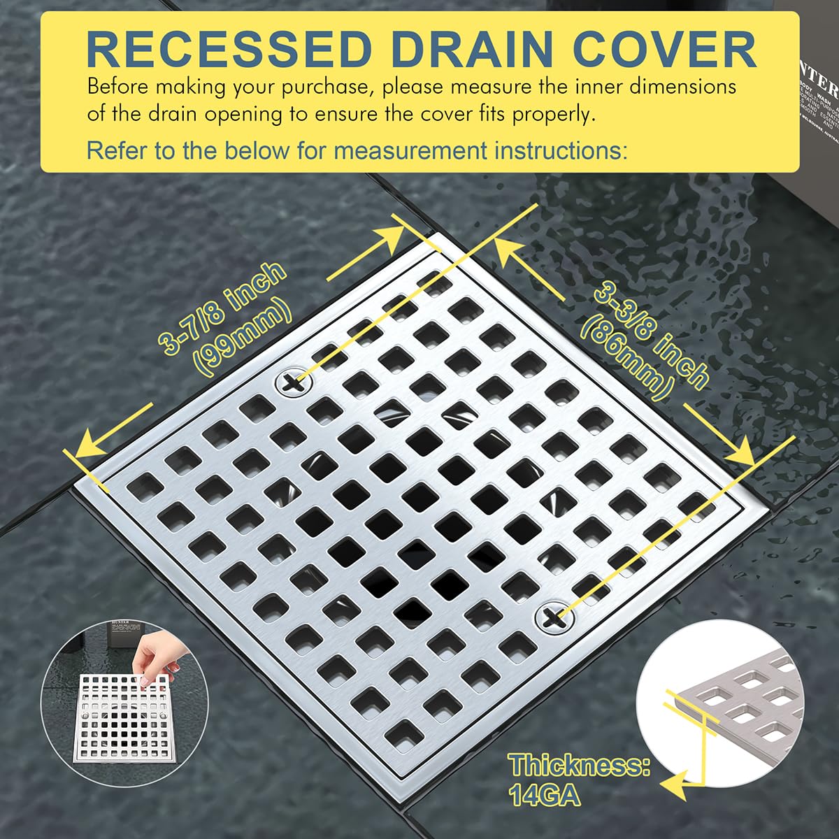 Yaseingoo SUS304 stainless steel drain cover with corrosion resistance