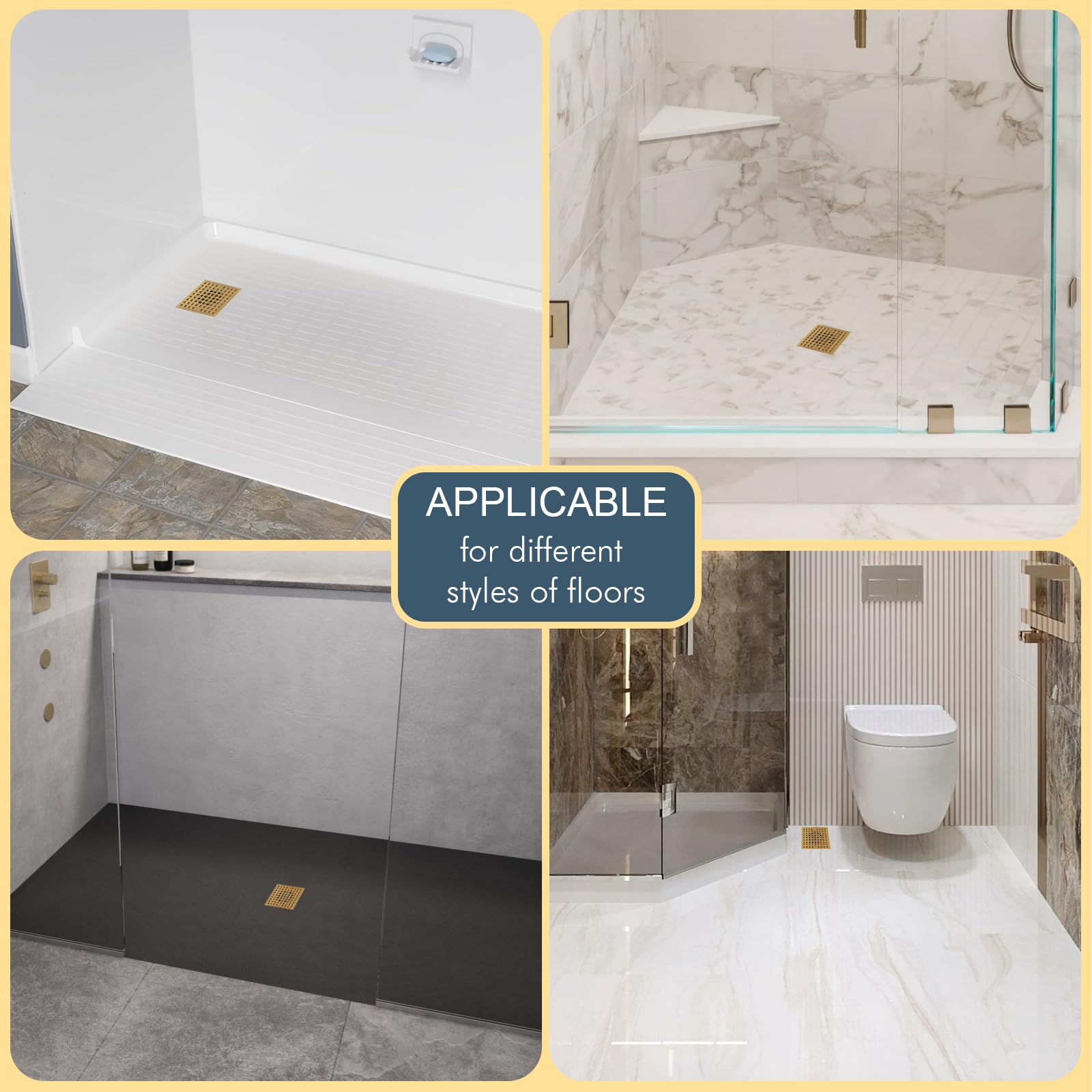 Yaseingoo SUS304 stainless steel drain showing grid and corrosion resistance