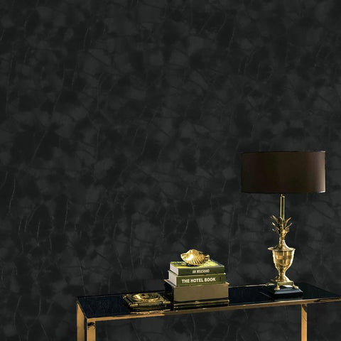 Yasinet black embossed wallpaper on wall adds luxury and depth