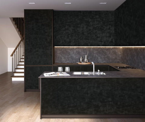 Yasinet wallpaper used as shelf liner or drawer liner for a sleek look