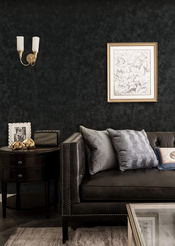 Yasinet peel-and-stick wallpaper in black; easy removal with no residue.